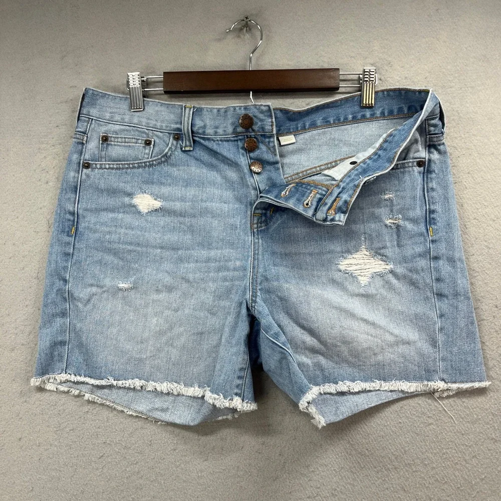 J.Crew Denim Shorts Womens 30 Light Wash Distressed Raw Hem Ripped Casual Beach